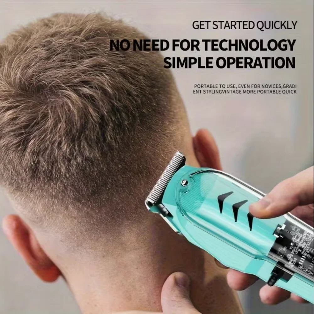 Men'S Hair Clipper, Professional Seamless T-Blade Electric Shaver Trimming Set, Wireless USB Charging with LCD Display